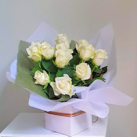 White Roses In Box