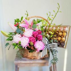 Choc N Flower Basket