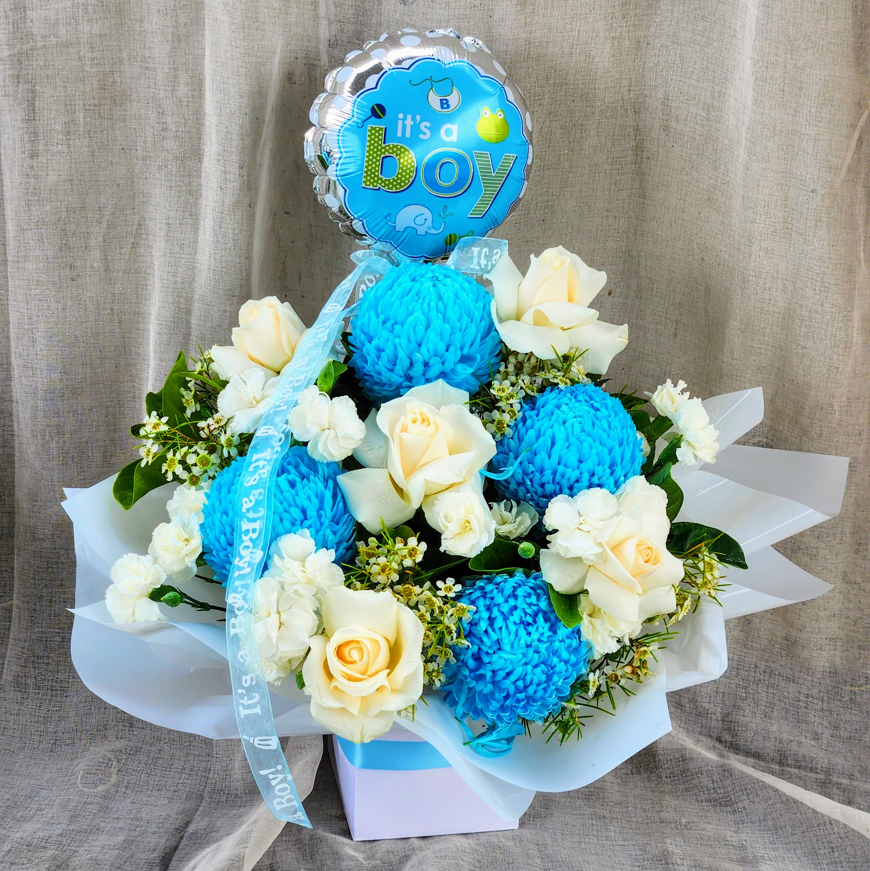 Baby Boy Flowers & Balloon Flowers With Passion Sydney