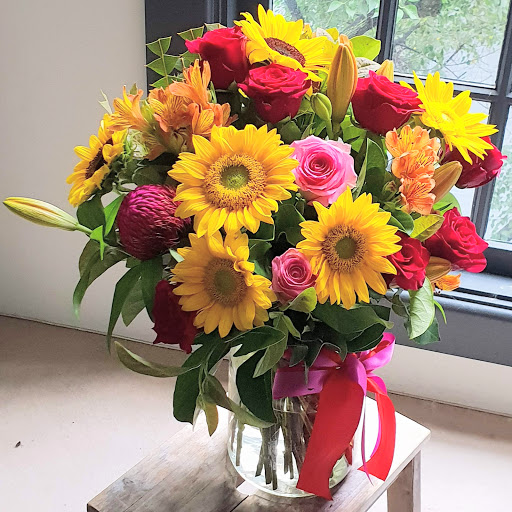 Sunflower And Red Rose Bouquet Flowers With Passion Sydney 7761